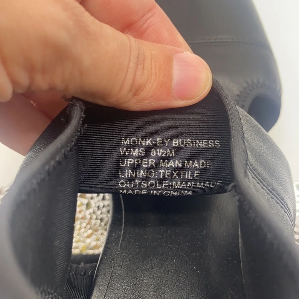 Kennith Cole Reaction - Monkey Business Black Leather Platform Wedge Size 8.5